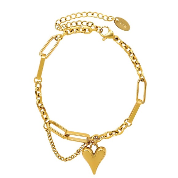 Heart BRACELET, 18K GOLD PLATED STEEL - Picture 1 of 1
